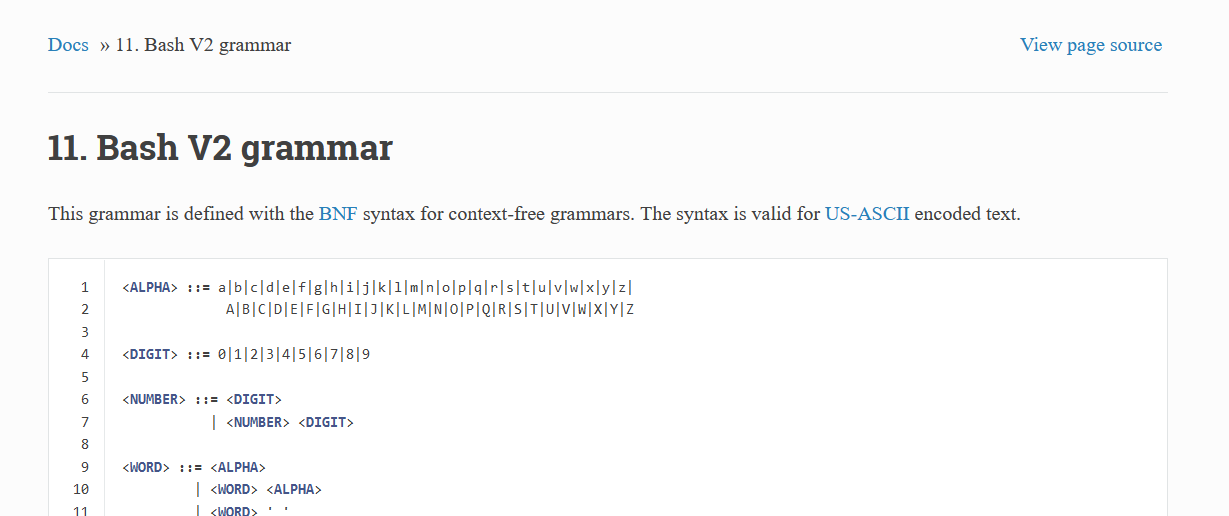 **Bash Grammar**